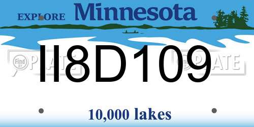 II8D109 Minnesota License Plate