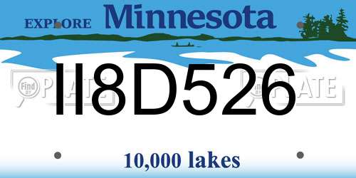 II8D526 Minnesota License Plate