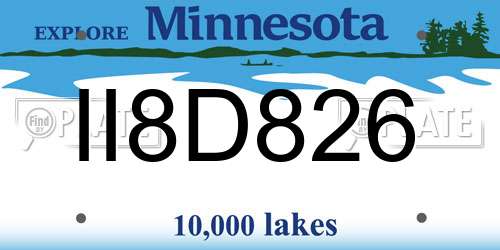 II8D826 Minnesota License Plate