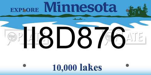 II8D876 Minnesota License Plate