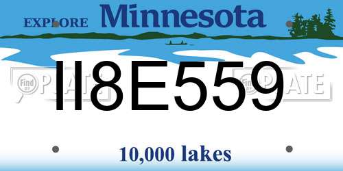 II8E559 Minnesota License Plate