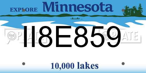 II8E859 Minnesota License Plate