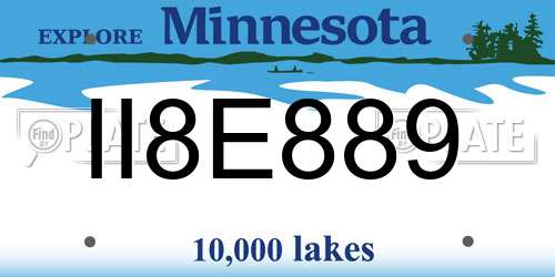 II8E889 Minnesota License Plate