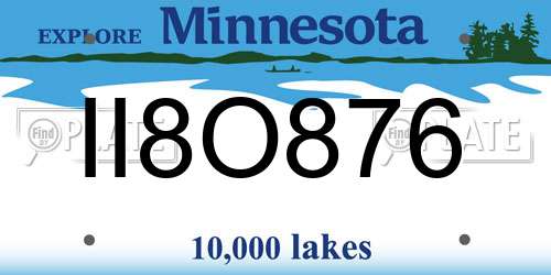 II8O876 Minnesota License Plate