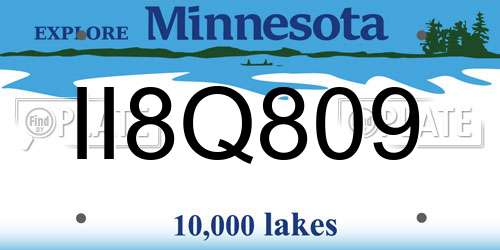 II8Q809 Minnesota License Plate