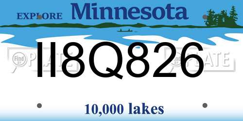 II8Q826 Minnesota License Plate