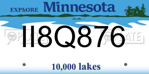 II8Q876 Minnesota License Plate