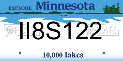 II8S122 Minnesota License Plate