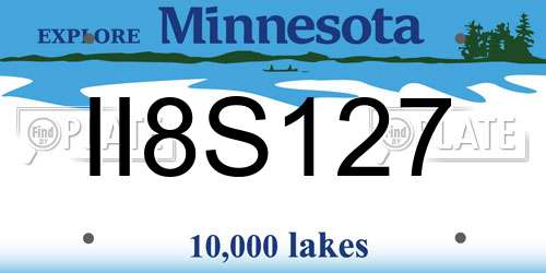 II8S127 Minnesota License Plate