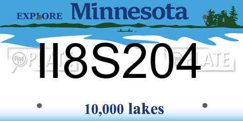 II8S204 Minnesota License Plate