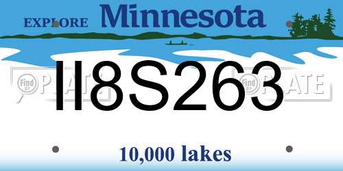 II8S263 Minnesota License Plate