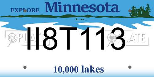 II8T113 Minnesota License Plate