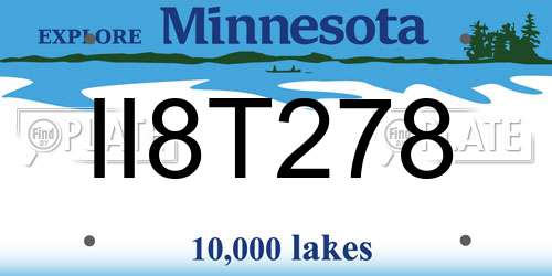 II8T278 Minnesota License Plate