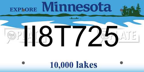 II8T725 Minnesota License Plate