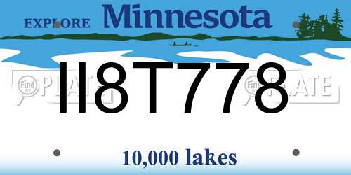 II8T778 Minnesota License Plate