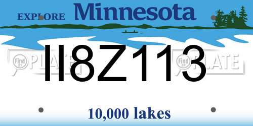 II8Z113 Minnesota License Plate