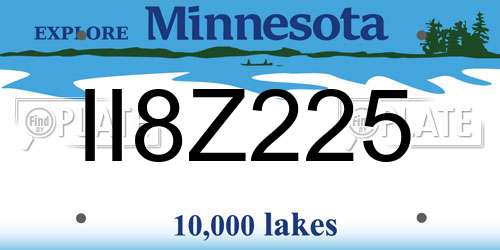 II8Z225 Minnesota License Plate