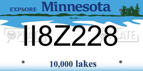 II8Z228 Minnesota License Plate