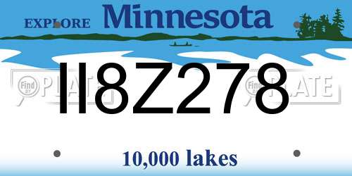 II8Z278 Minnesota License Plate