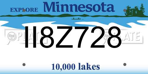 II8Z728 Minnesota License Plate