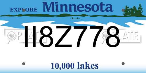 II8Z778 Minnesota License Plate