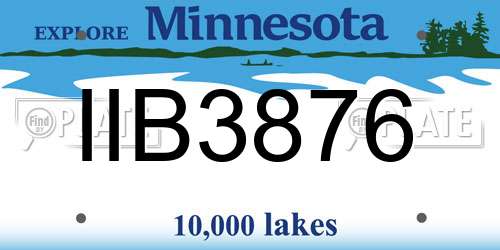 IIB3876 Minnesota License Plate