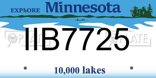 IIB7725 Minnesota License Plate