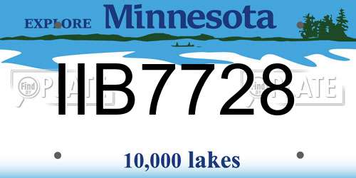 IIB7728 Minnesota License Plate