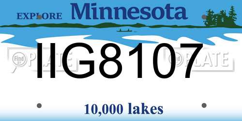 IIG8107 Minnesota License Plate