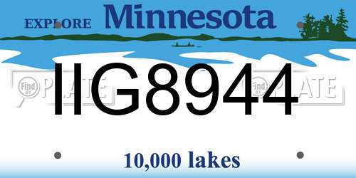 IIG8944 Minnesota License Plate