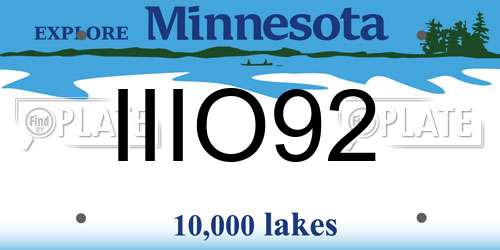 IIIO92 Minnesota License Plate