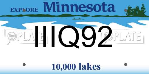 IIIQ92 Minnesota License Plate