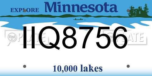 IIQ8756 Minnesota License Plate