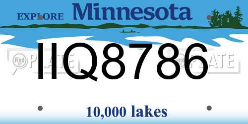 IIQ8786 Minnesota License Plate