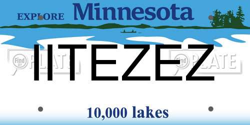 IITEZEZ Minnesota License Plate