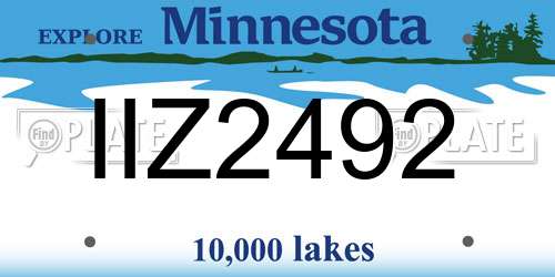 IIZ2492 Minnesota License Plate