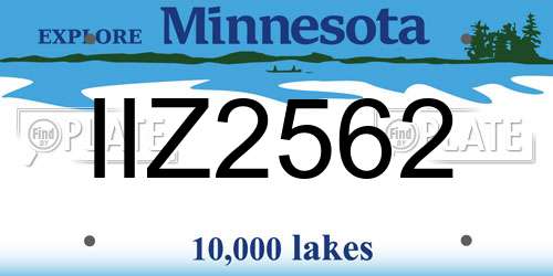 IIZ2562 Minnesota License Plate