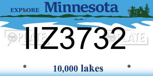 IIZ3732 Minnesota License Plate