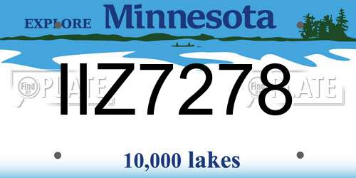 IIZ7278 Minnesota License Plate