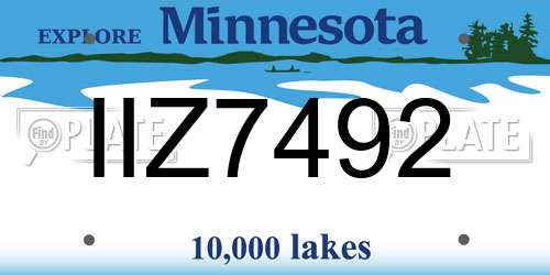 IIZ7492 Minnesota License Plate