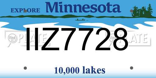 IIZ7728 Minnesota License Plate