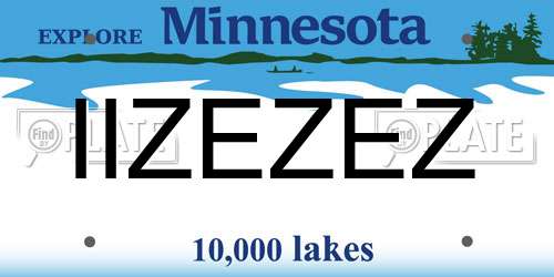 IIZEZEZ Minnesota License Plate