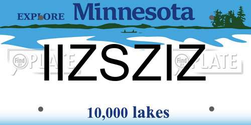 IIZSZIZ Minnesota License Plate