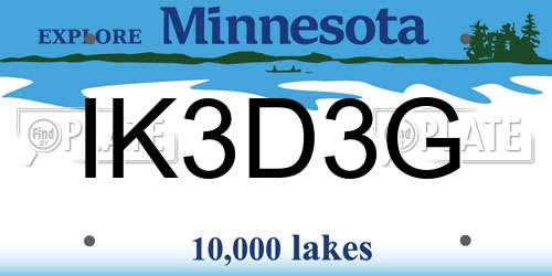 IK3D3G Minnesota License Plate