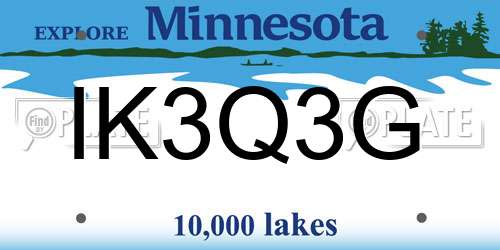 IK3Q3G Minnesota License Plate