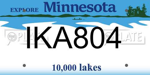 IKA804 Minnesota License Plate