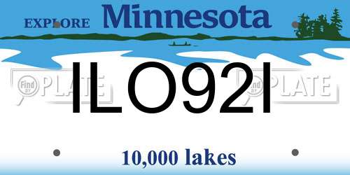 ILO92I Minnesota License Plate