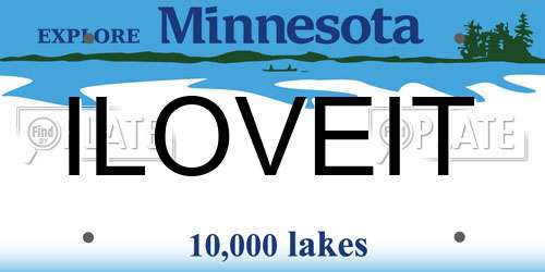 ILOVEIT Minnesota License Plate
