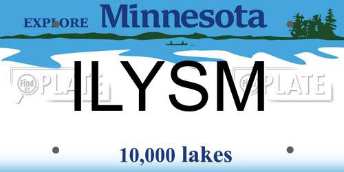 ILYSM Minnesota License Plate