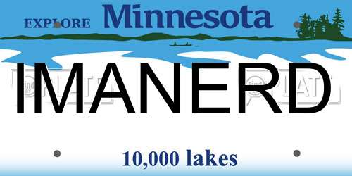 IMANERD Minnesota License Plate